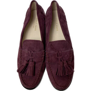 Cole Haan Plum Faux Suede Slip-On Tassel Loafers Size 7.5